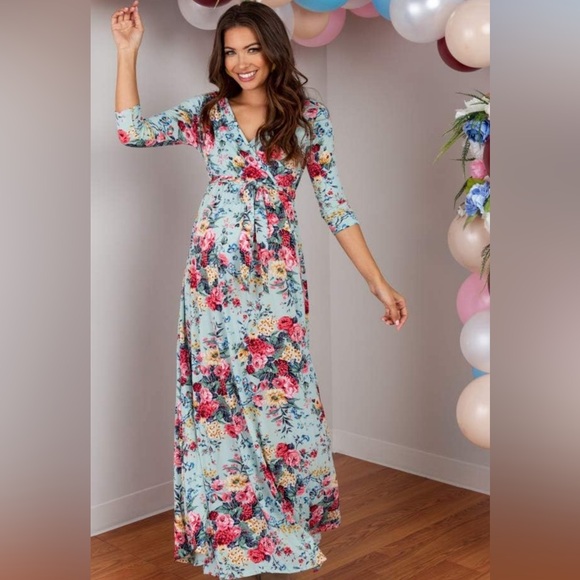 Pinkblush Dresses & Skirts - Pink Blush Maternity Floral Tie Maxi Dress